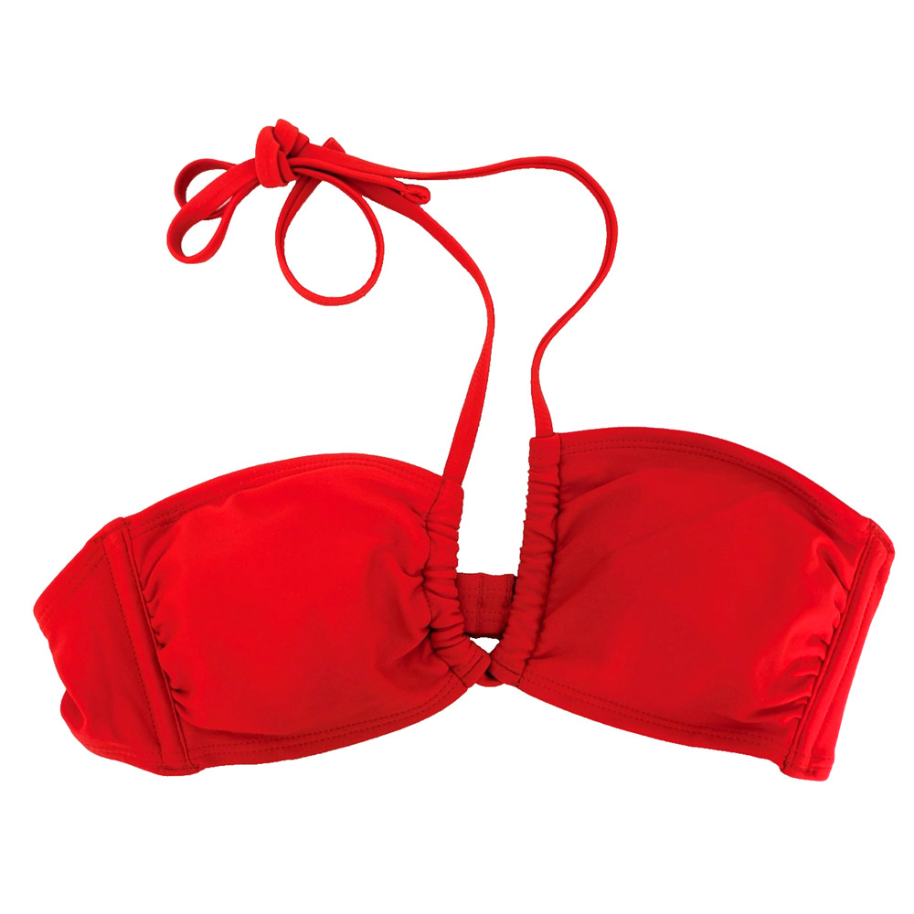 Juniors Bikini Top Halter Tie Back Bralette Red Medium Swimwear